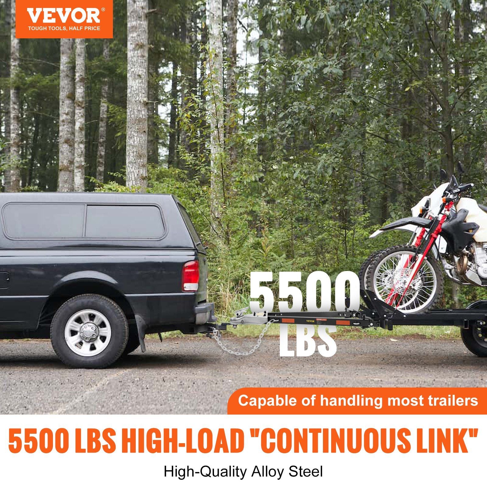 Tow Bar, 2495 kg Towing Capacity with Chains, Powder-Coating Alloy Steel Bumper-Mounted Universal Towing Bar, V952-OHQLJB5500IB0C9B0V0