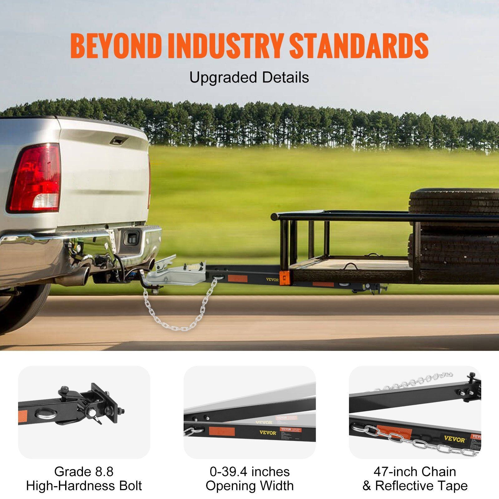 Tow Bar, 2495 kg Towing Capacity with Chains, Powder-Coating Alloy Steel Bumper-Mounted Universal Towing Bar, V952-OHQLJB5500IB0C9B0V0