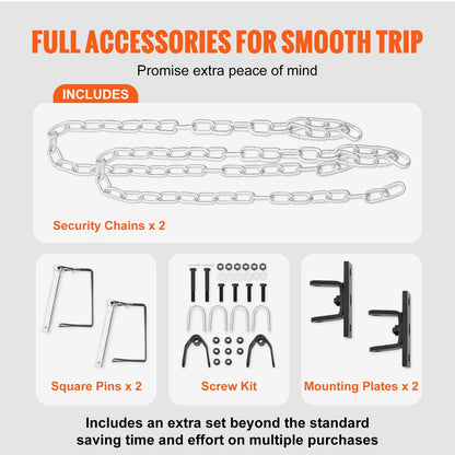 Tow Bar, 2495 kg Towing Capacity with Chains, Powder-Coating Alloy Steel Bumper-Mounted Universal Towing Bar, V952-OHQLJB5500IB0C9B0V0