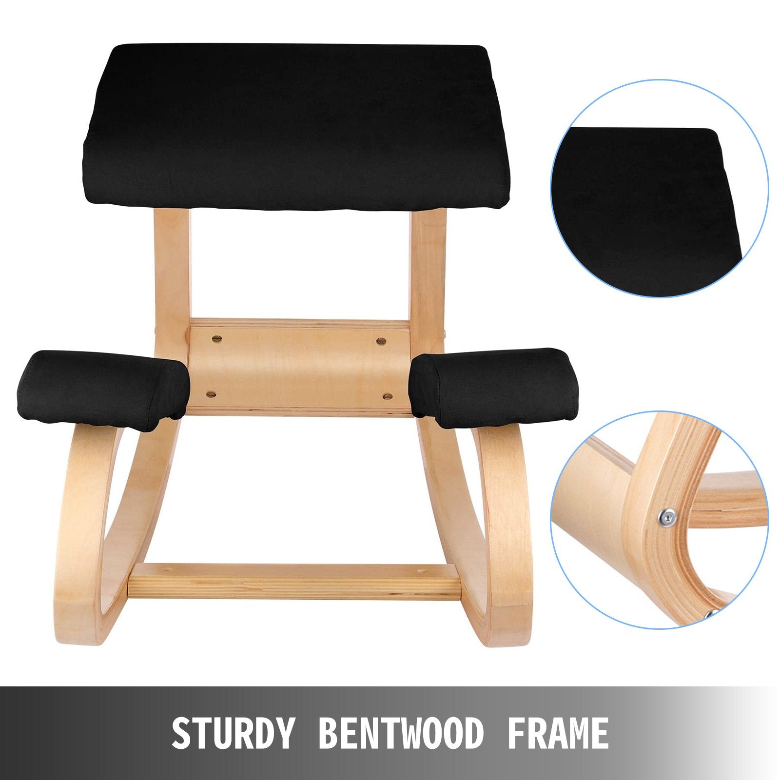 Wooden Ergonomic Kneeling Chair Memory Seat Cushion Relieving Body Black V952-OM-141HSDNY000001V0