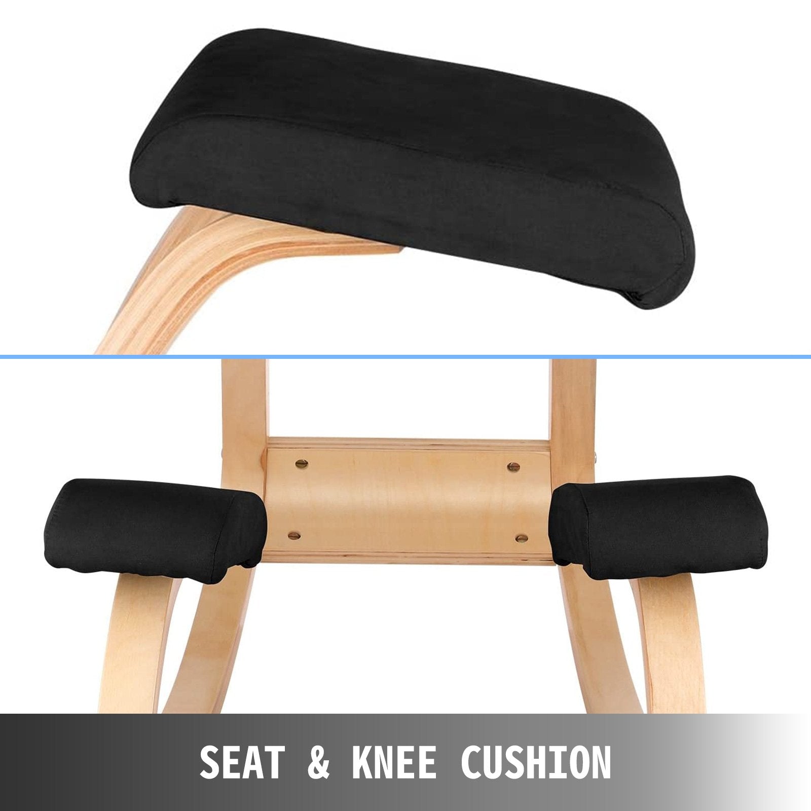 Wooden Ergonomic Kneeling Chair Memory Seat Cushion Relieving Body Black V952-OM-141HSDNY000001V0