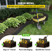 Landscape Edging, 25.4cm Depth 91.44m Total Length, Recycled HDPE Coiled Terrace Board, Flexible Bender V952-PBCPPZTJYC300NUU0V0