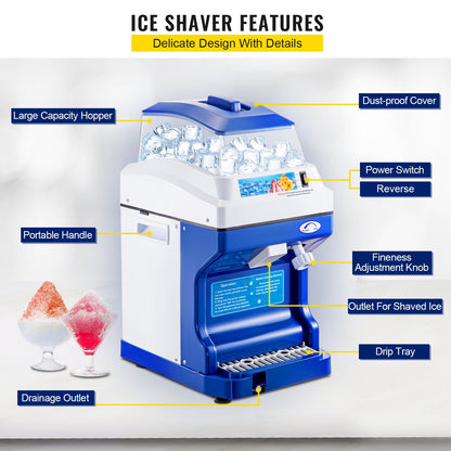 Commercial Ice Shaver Ice Shaving Machine Crusher Snow Cone Maker 200KG/H V952-PBJBY-18800000001V3