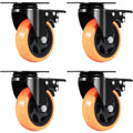 Caster Wheels, 101.6 mm Swivel Plate Casters, Set of 4, with Security A/B Locking No Noise PVC Wheels, Heavy V952-PBJLCSJAZ4J3LNWL1V0