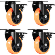 Caster Wheels, 101.6 mm Swivel Plate Casters, Set of 4, with Security A/B Locking No Noise PVC Wheels, Heavy V952-PBJLCSJAZ4J3LNWL1V0