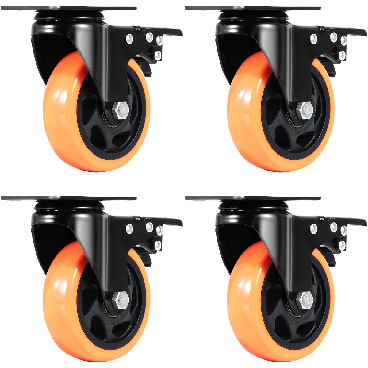 Caster Wheels, 101.6 mm Swivel Plate Casters, Set of 4, with Security A/B Locking No Noise PVC Wheels, Heavy V952-PBJLCSJAZ4J3LNWL1V0