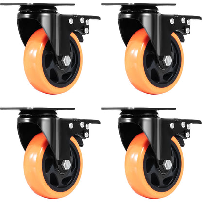 Caster Wheels, 101.6 mm Swivel Plate Casters, Set of 4, with Security A/B Locking No Noise PVC Wheels, Heavy V952-PBJLCSJAZ4J3LNWL1V0
