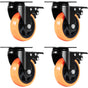 Caster Wheels, 101.6 mm Swivel Plate Casters, Set of 4, with Security A/B Locking No Noise PVC Wheels, Heavy V952-PBJLCSJAZ4J3LNWL1V0