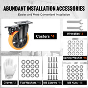 Caster Wheels, 127 mm Swivel Plate Casters, Set of 4, with Security A/B Locking No Noise PVC Wheels, Heavy V952-PBJLCSJAZ4J4XPOVCV0