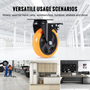 Caster Wheels, 127 mm Swivel Plate Casters, Set of 4, with Security A/B Locking No Noise PVC Wheels, Heavy V952-PBJLCSJAZ4J4XPOVCV0