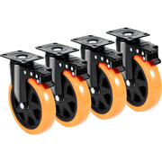 Caster Wheels, 152.4 mm Swivel Plate Casters, Set of 4, with Security A/B Locking No Noise PVC Wheels, Heavy V952-PBJLCSJAZ4J56BOYXV0