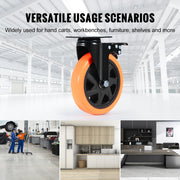 Caster Wheels, 152.4 mm Swivel Plate Casters, Set of 4, with Security A/B Locking No Noise PVC Wheels, Heavy V952-PBJLCSJAZ4J56BOYXV0