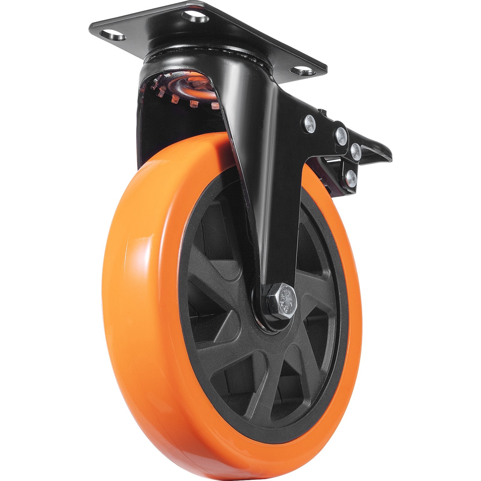 Caster Wheels, 152.4 mm Swivel Plate Casters, Set of 4, with Security A/B Locking No Noise PVC Wheels, Heavy V952-PBJLCSJAZ4J56BOYXV0