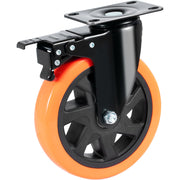 Caster Wheels, 152.4 mm Swivel Plate Casters, Set of 4, with Security A/B Locking No Noise PVC Wheels, Heavy V952-PBJLCSJAZ4J56BOYXV0