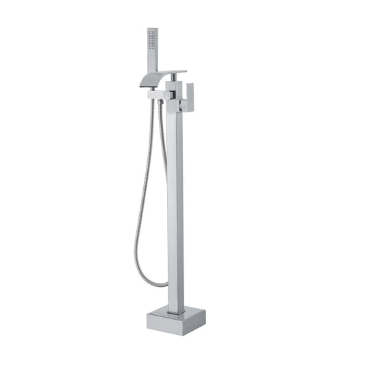 Freestanding Bathtub Faucet, Floor Mount, Freestanding Tub Filler, Shower Mixer Taps, Two Water Modes, Swivel V952-PBKSLTLSNSFXVFF0JV0