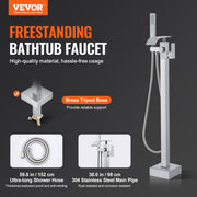 Freestanding Bathtub Faucet, Floor Mount, Freestanding Tub Filler, Shower Mixer Taps, Two Water Modes, Swivel V952-PBKSLTLSNSFXVFF0JV0