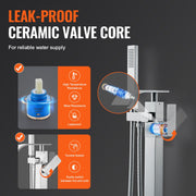 Freestanding Bathtub Faucet, Floor Mount, Freestanding Tub Filler, Shower Mixer Taps, Two Water Modes, Swivel V952-PBKSLTLSNSFXVFF0JV0