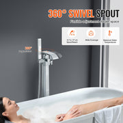 Freestanding Bathtub Faucet, Floor Mount, Freestanding Tub Filler, Shower Mixer Taps, Two Water Modes, Swivel V952-PBKSLTLSNSFXVFF0JV0
