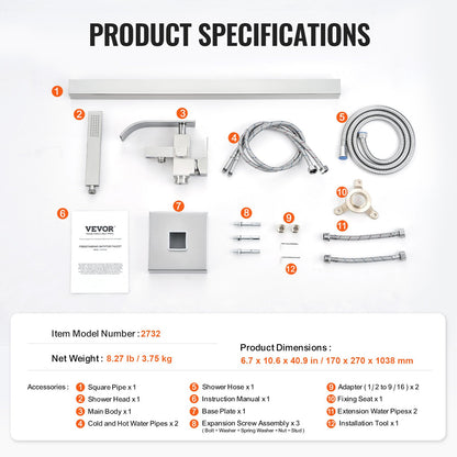 Freestanding Bathtub Faucet, Floor Mount, Freestanding Tub Filler, Shower Mixer Taps, Two Water Modes, Swivel V952-PBKSLTLSNSFXVFF0JV0