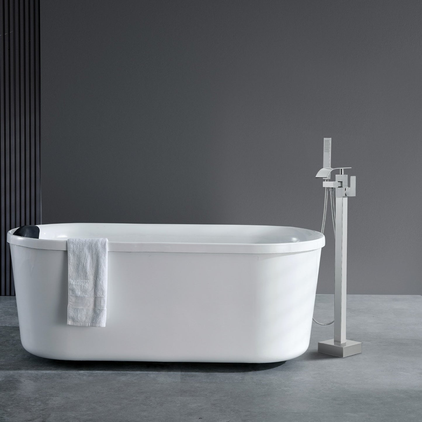 Freestanding Bathtub Faucet, Floor Mount, Freestanding Tub Filler, Shower Mixer Taps, Two Water Modes, Swivel V952-PBKSLTLSNSFXVFF0JV0