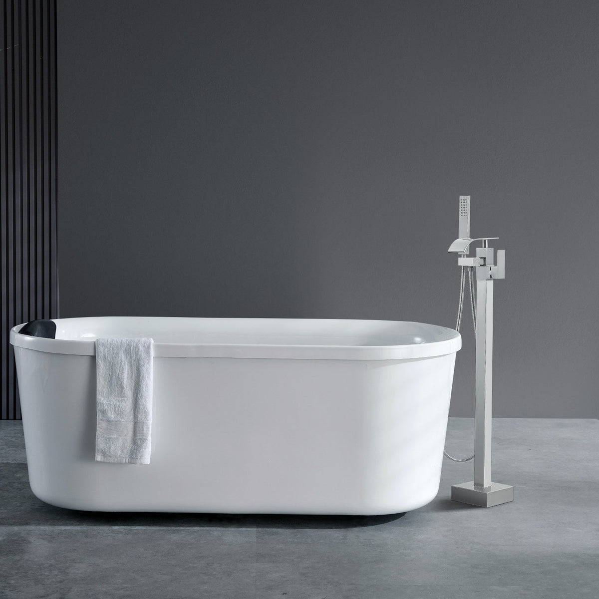 Freestanding Bathtub Faucet, Floor Mount, Freestanding Tub Filler, Shower Mixer Taps, Two Water Modes, Swivel V952-PBKSLTLSNSFXVFF0JV0