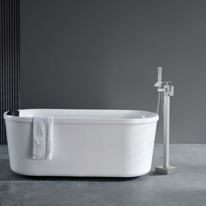 Freestanding Bathtub Faucet, Floor Mount, Freestanding Tub Filler, Shower Mixer Taps, Two Water Modes, Swivel V952-PBKSLTLSNSFXVFF0JV0