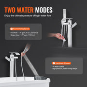 Freestanding Bathtub Faucet, Floor Mount, Freestanding Tub Filler, Shower Mixer Taps, Two Water Modes, 360 V952-PBKSLTPGGSFXY1TTZV0