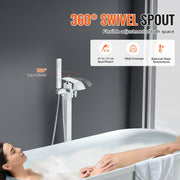 Freestanding Bathtub Faucet, Floor Mount, Freestanding Tub Filler, Shower Mixer Taps, Two Water Modes, 360 V952-PBKSLTPGGSFXY1TTZV0