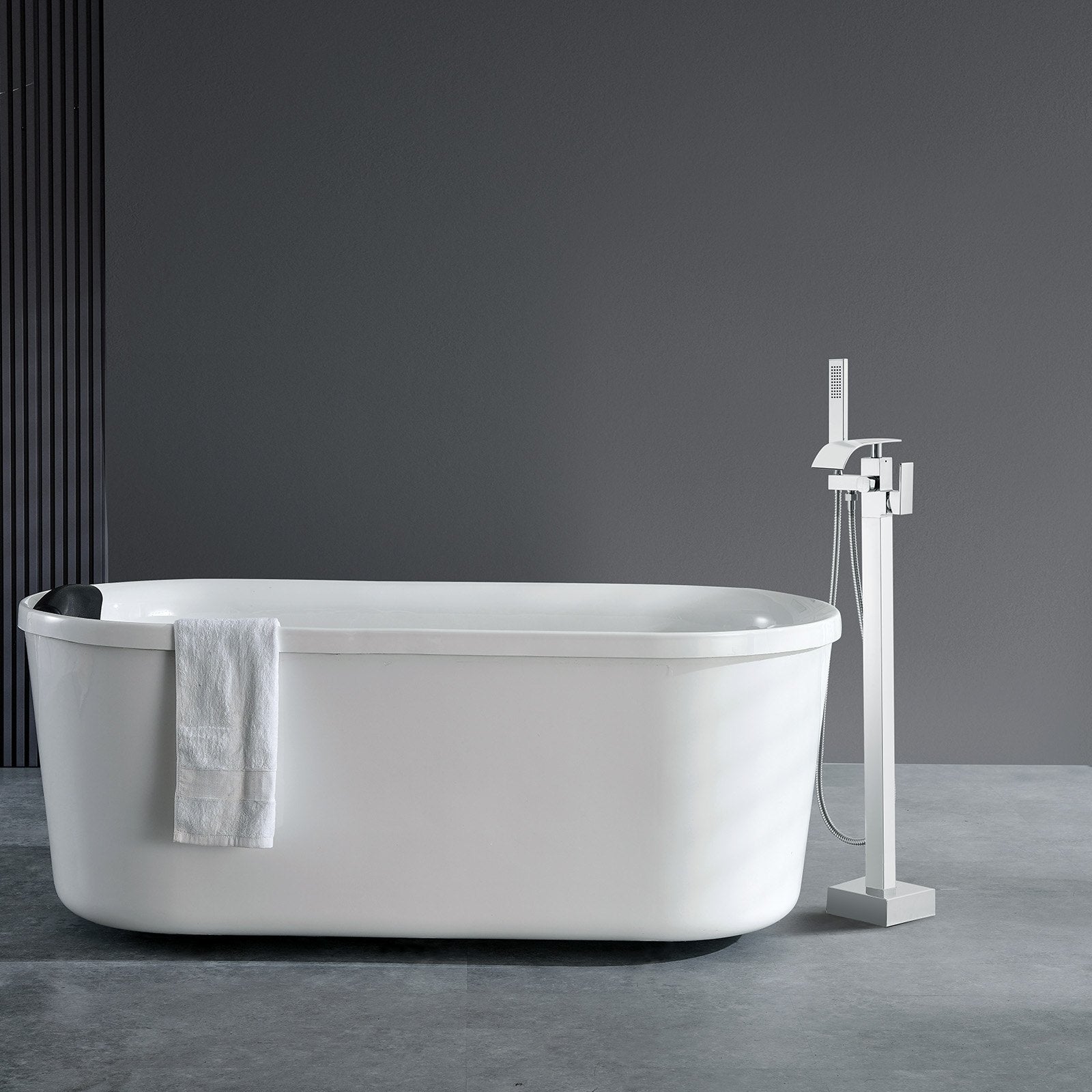 Freestanding Bathtub Faucet, Floor Mount, Freestanding Tub Filler, Shower Mixer Taps, Two Water Modes, 360 V952-PBKSLTPGGSFXY1TTZV0