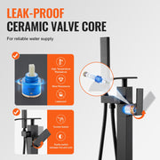 Freestanding Bathtub Faucet, Floor Mount, Freestanding Tub Filler, Shower Mixer Taps, Two Water Modes, 360 V952-PBKSLTSFXYGHC2R75V0