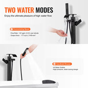 Freestanding Bathtub Faucet, Floor Mount, Freestanding Tub Filler, Shower Mixer Taps, Two Water Modes, 360 V952-PBKSLTSFXYGHC2R75V0
