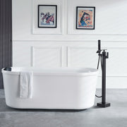Freestanding Bathtub Faucet, Floor Mount, Freestanding Tub Filler, Shower Mixer Taps, Two Water Modes, 360 V952-PBKSLTSFXYGHC2R75V0