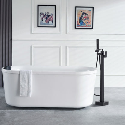 Freestanding Bathtub Faucet, Floor Mount, Freestanding Tub Filler, Shower Mixer Taps, Two Water Modes, 360 V952-PBKSLTSFXYGHC2R75V0