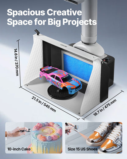 Airbrush Spray Booth, Dual Fans, 545 x 475 x 370 mm, Portable Hobby Airbrush Paint Spray Booth Kit with 3 LED V952-PBSPQFW56D491KUC3001V3