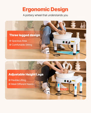 Pottery Wheel, 28 cm Ceramic Wheel Forming Machine, 60-300 RPM Speed Adjustable Foot Pedal, Adjustable Lift V952-PDSLPJ28CMBSRQ5F9V3