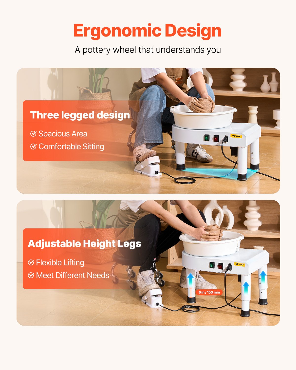 Pottery Wheel, 28 cm Ceramic Wheel Forming Machine, 60-300 RPM Speed Adjustable Foot Pedal, Adjustable Lift V952-PDSLPJ28CMBSRQ5F9V3