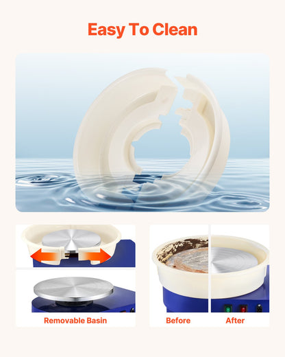 Pottery Wheel, 35 cm Ceramic Wheel Forming Machine, 60-300 RPM Speed Adjustable Foot Pedal, Adjustable Lift V952-PDSLPJ36CMLS1DYKRV3