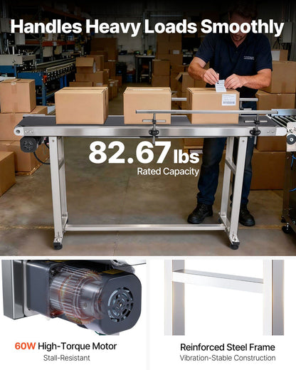 Belt Conveyor, 1498.6 x 198.1 mm Conveyor Table Heavy Duty Stainless Steel Motorized Belt Conveyor for Inkjet V952-PDSSJ59X78INQJ12NV3