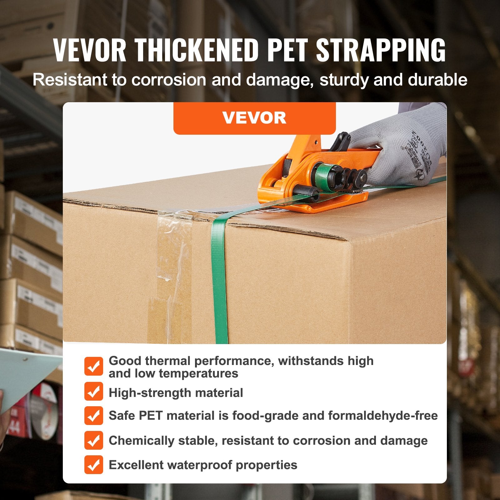 Banding Strapping Kit with Strapping Tensioner Tool, Banding Sealer Tool, 300 m Length PET Band, 300 Metal V952-PETDKZTJ300MT0YJ7V0