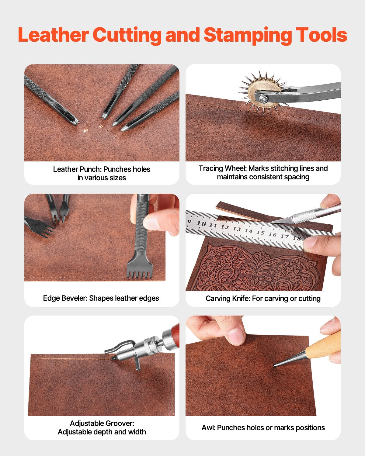 Leather Working Tools Kit, 38 PCS Leather Craft Tools with Portable Canvas Storage Bag, Engraving Punching V952-PGGJTZFBGJB3WJWNHV0