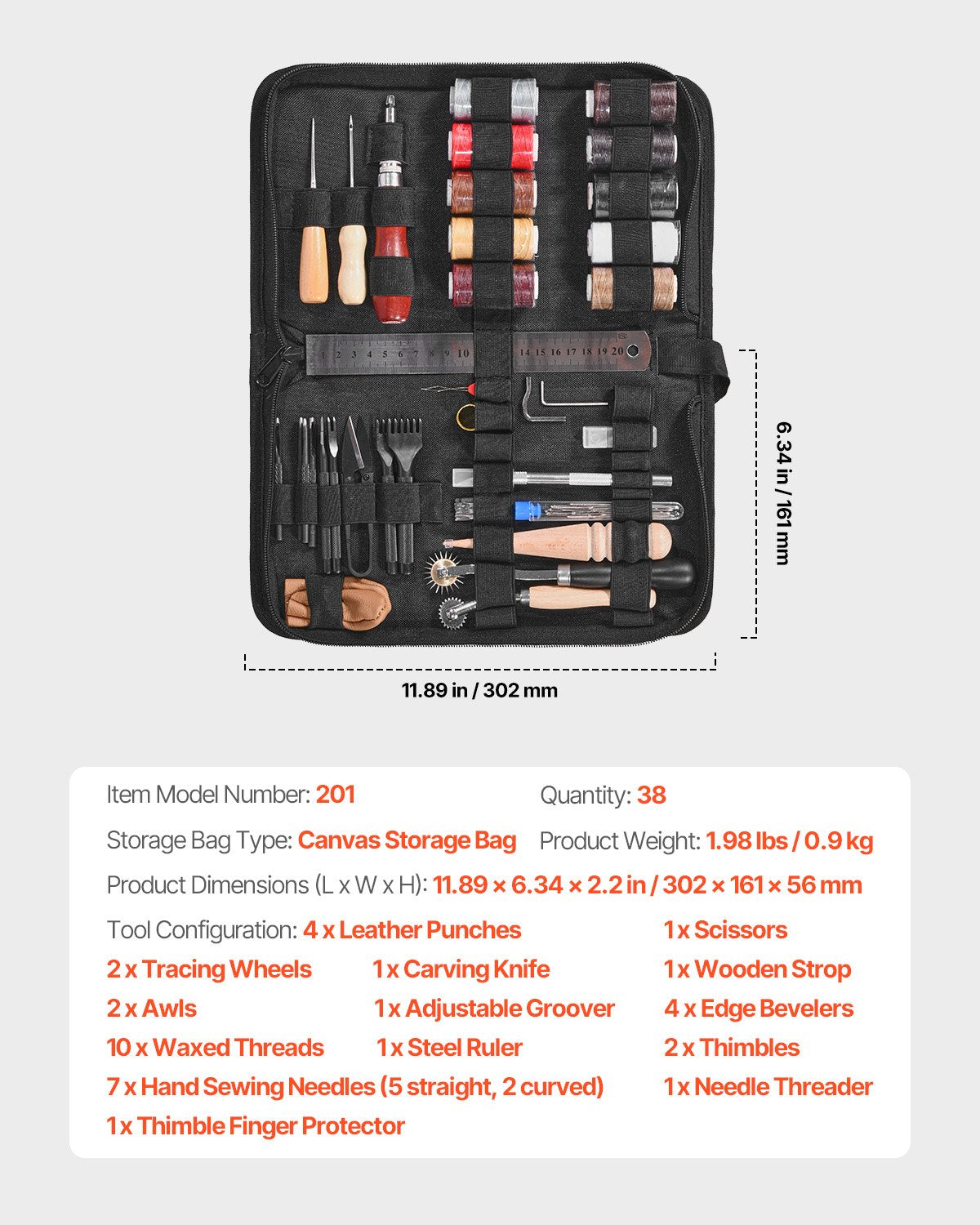 Leather Working Tools Kit, 38 PCS Leather Craft Tools with Portable Canvas Storage Bag, Engraving Punching V952-PGGJTZFBGJB3WJWNHV0