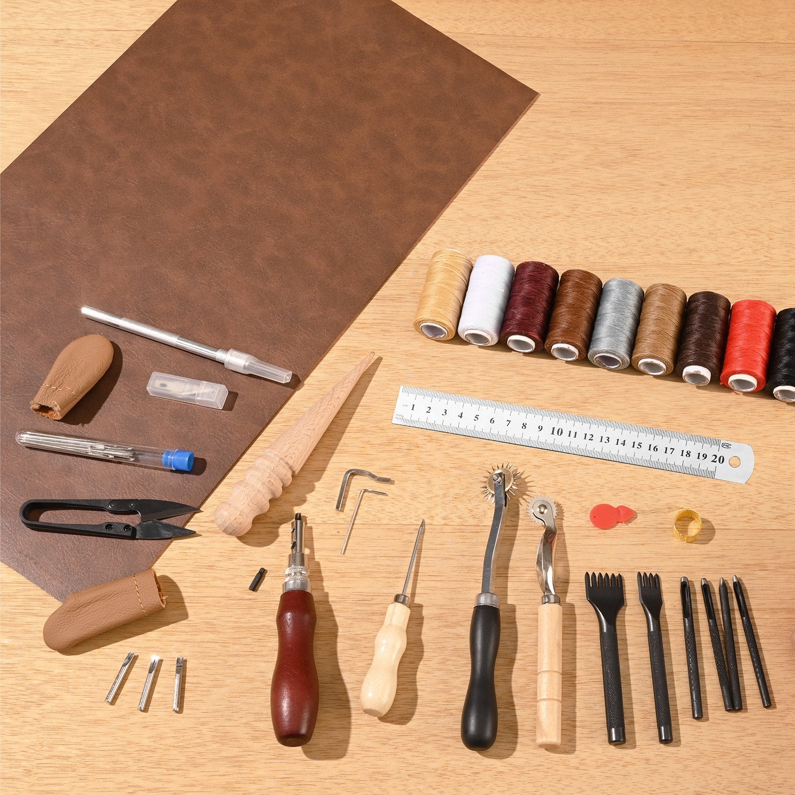 Leather Working Tools Kit, 38 PCS Leather Craft Tools with Portable Canvas Storage Bag, Engraving Punching V952-PGGJTZFBGJB3WJWNHV0