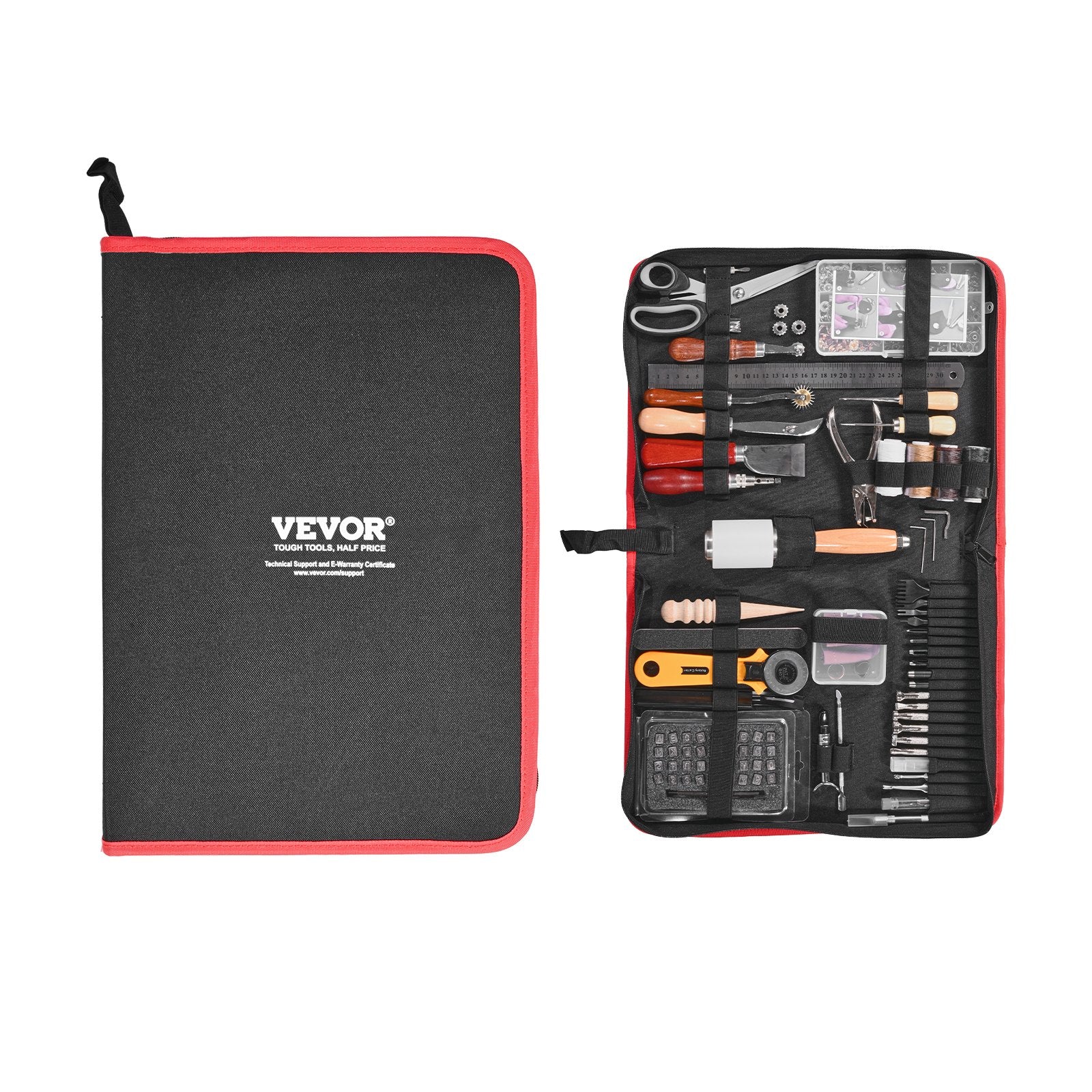 Leather Working Tools Kit, 61 PCS Leather Craft Tools with Portable Canvas Storage Bag, Engraving Punching V952-PGGJTZFBGJB5FH3UMV0