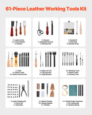 Leather Working Tools Kit, 61 PCS Leather Craft Tools with Portable Canvas Storage Bag, Engraving Punching V952-PGGJTZFBGJB5FH3UMV0