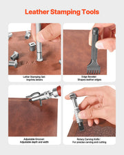 Leather Working Tools Kit, 61 PCS Leather Craft Tools with Portable Canvas Storage Bag, Engraving Punching V952-PGGJTZFBGJB5FH3UMV0