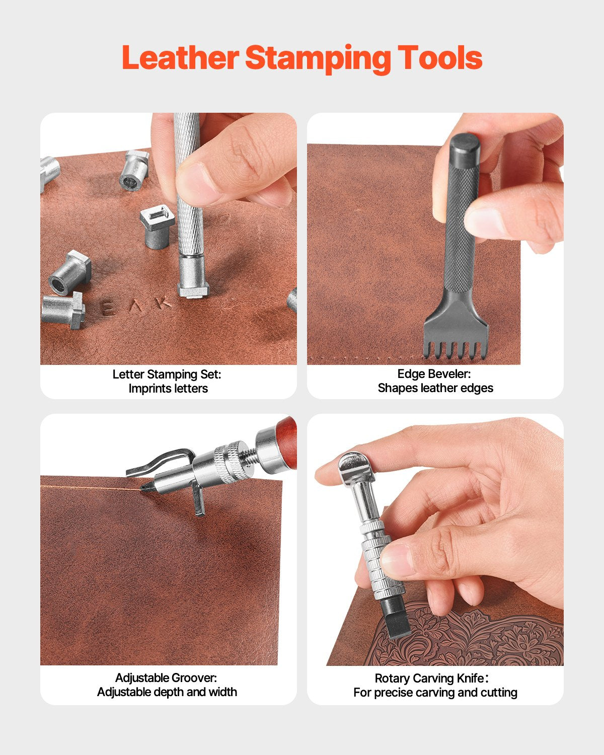Leather Working Tools Kit, 61 PCS Leather Craft Tools with Portable Canvas Storage Bag, Engraving Punching V952-PGGJTZFBGJB5FH3UMV0