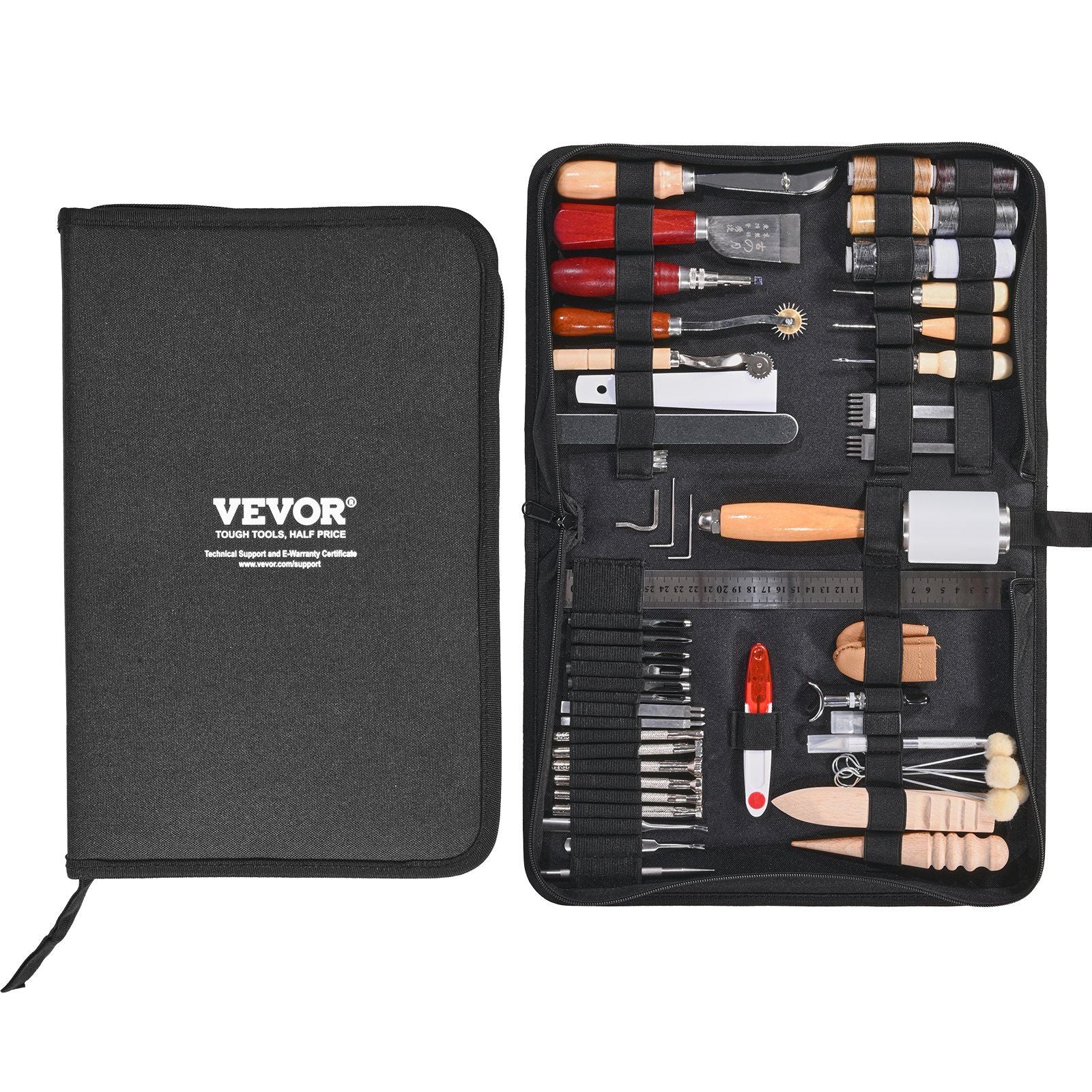 Leather Working Tools Kit, 59 PCS Leather Craft Tools with Portable Canvas Storage Bag, Engraving Punching V952-PGGJTZFBGJB6K60DTV0