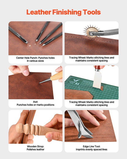 Leather Working Tools Kit, 59 PCS Leather Craft Tools with Portable Canvas Storage Bag, Engraving Punching V952-PGGJTZFBGJB6K60DTV0