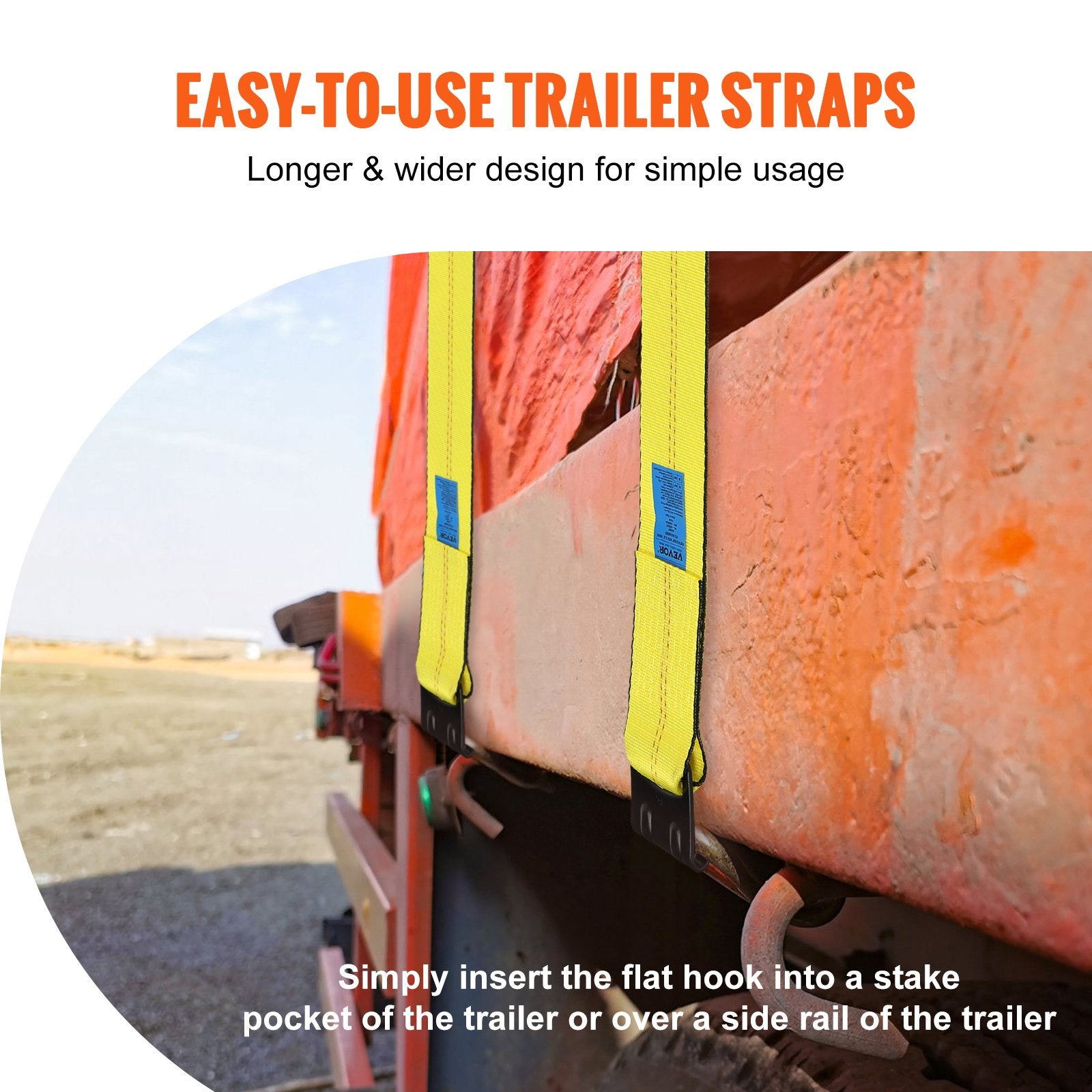 Winch Straps, 10.2 cm x 9.1 m, 2.7T Load Capacity, 8.2T Break Strength, Truck Straps with Flat Hook, Flatbed V952-PGJPDHS4INCH3QVCJV0