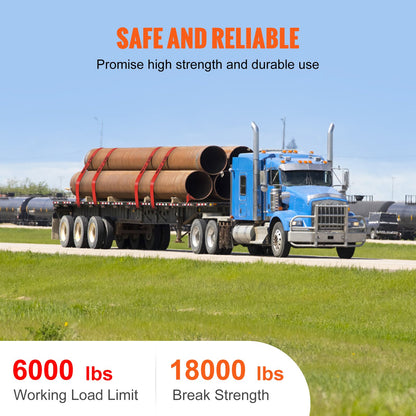Winch Straps, 10.2 cm x 9.1 m, 2.7T Load Capacity, 8.2T Breaking Strength, Truck Straps with Flat Hook, V952-PGJPDHS4INCH3T7LFV0